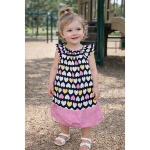 Healthtex Girls Size 4T Sleeveless Dress Hearts Cotton Summer Pink Navy White